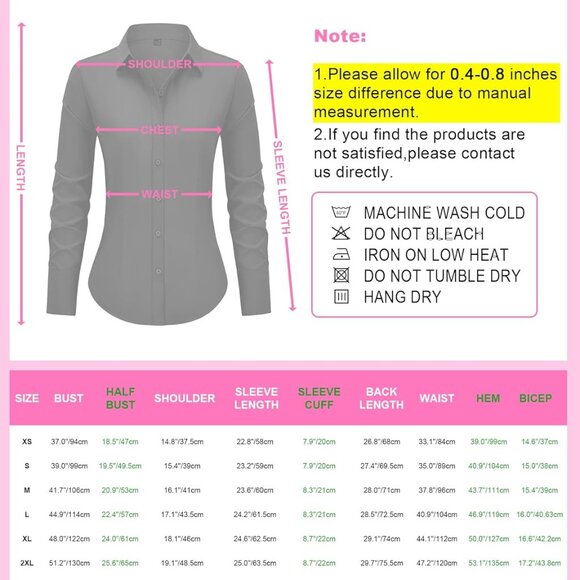 Elegant Women's Long Sleeve Button Down Shirt - Perfect Fit for Office Wear - Picture 5 of 5
